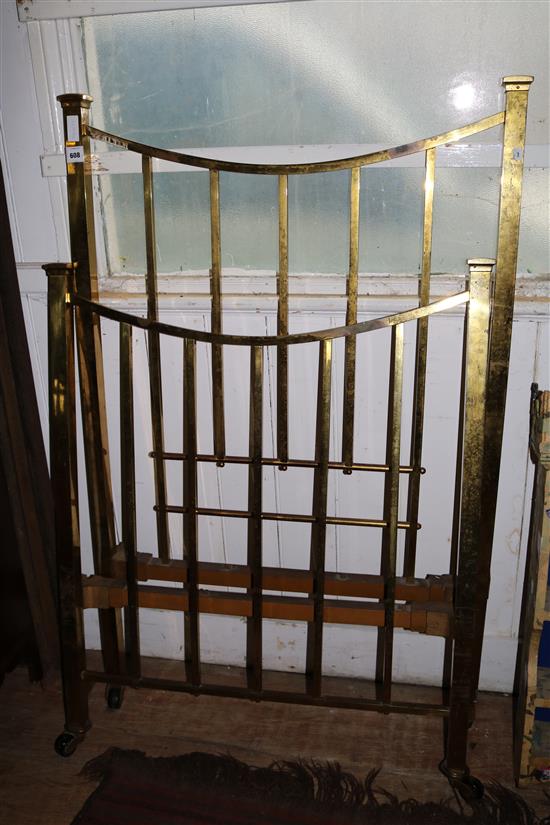 Late 19th century brass single bed and ends